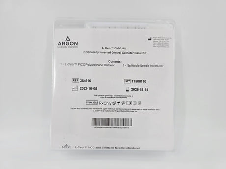 Argon 384516 L-Cath PICC S/L Peripherally Inserted Central Catheter Basic Kit 28ga (1.2F) x 25cm 1 Lumen Argon Medical