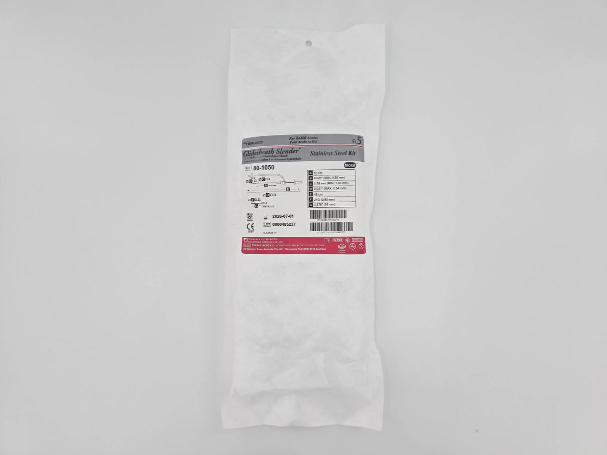 Terumo 80-1050 Glidesheath Slender Hydrophilic Coated Introducer Sheath 5Fr. Stainless Steel Kit Terumo Medical Corp.