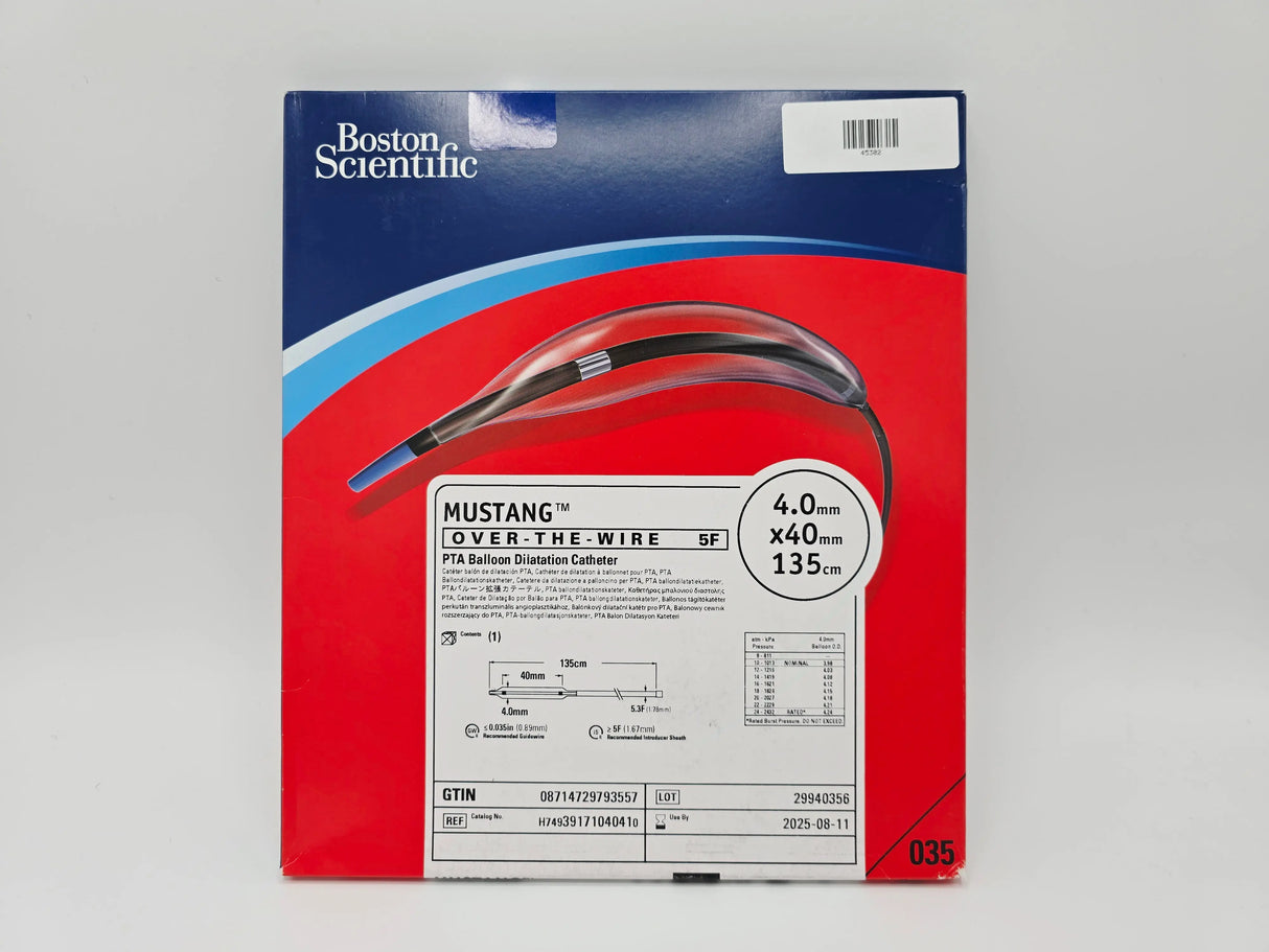 Boston Scientific H74939171040410 Mustang OVER-THE-WIRE 5F 4.0mm x 40mm x 135cm PTA Balloon Dilatation Catheter Boston Scientific