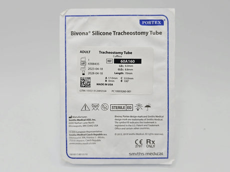 Smiths Medical 60A160 Portex Bivona Adult Tracheostomy Tube Cuffless Smiths Medical