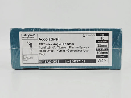 Stryker Orthopaedics 6720-0535 Accolade II 132° Neck Angle Hip Stem Implant Size #5 Stryker Orthopaedics