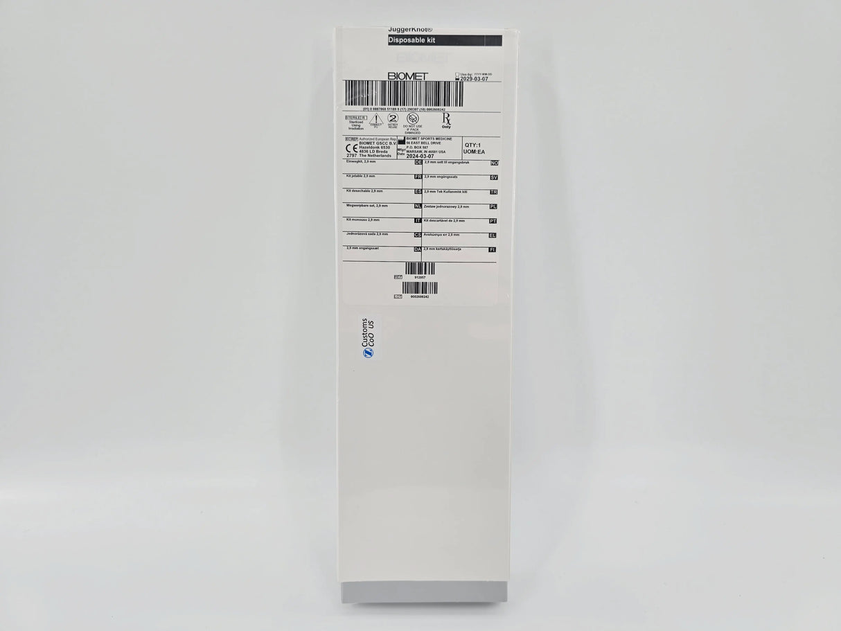 Biomet 912057 JuggerKnot 2.9mm Soft Anchor Disposable Kit w/ Guide, Obturator & Drill Bit Biomet