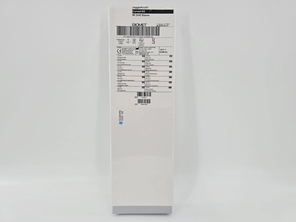 Biomet 912141C JuggerKnot 1.5mm Soft Anchor Disposable Curved Kit w/ Drill Sleeve Biomet