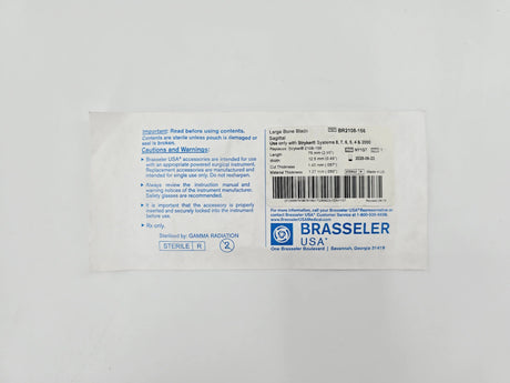 Brasseler BR2108-156 Sagittal Large Bone Blade 75mm x 12.5mm Brasseler