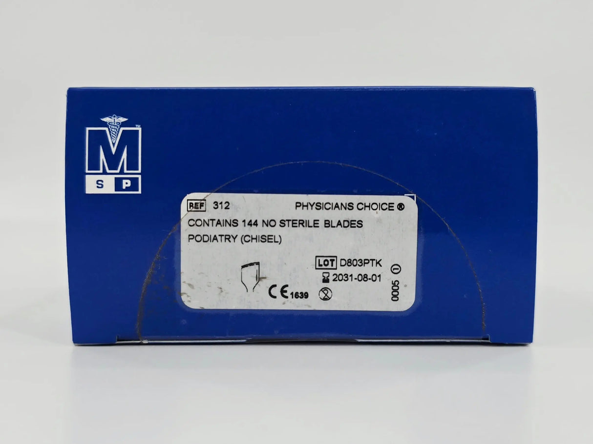 MSP 312 Physicians Choice Stainless Steel Non-Sterile Surgical Blade Podiatry (Chisel) BX/144 MSP