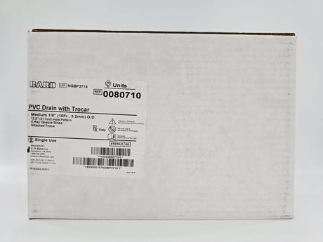 Bard 0080710 PVC Drain with Trocar Medium 1/8" O.D. (10Fr x 3.2mm) BX/10 Bard