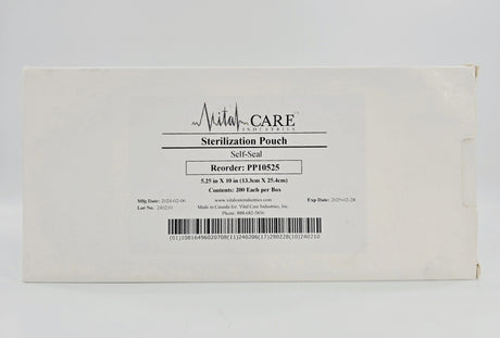Vital Care Industries PP10525 Sterilization Pouch Self-Seal 5-1/4" x 10" BX/200 Vital Care Industries