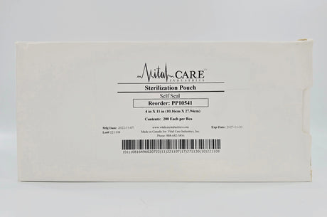 Vital Care Industries PP10541 Sterilization Pouch Self-Seal 4" x 11" BX/200 Vital Care Industries