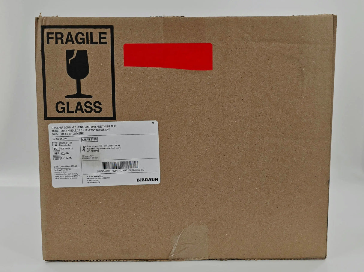 B Braun 333192 ESPOCAN Combined Spinal and Epid Anesthesia Tray CS/10 B Braun Medical, Inc.