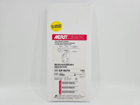 Merit Medical CF-5270 Flex-Neck Classic Peritoneal Dialysis Catheter 2 Cuffs Adult Large Coiled 16.5cm x 7.0cm Merit Medical