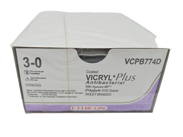 Ethicon VCPB774D Antibacterial Violet Braided Synthetic Absorbable Suture Box/12 Ethicon