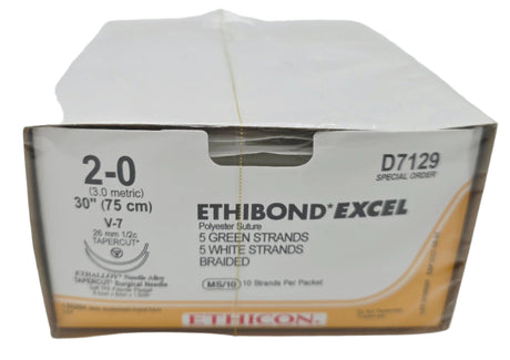 Ethicon D7129 Green White Braided Polyester Nonabsorbable Surgical Suture Ethicon