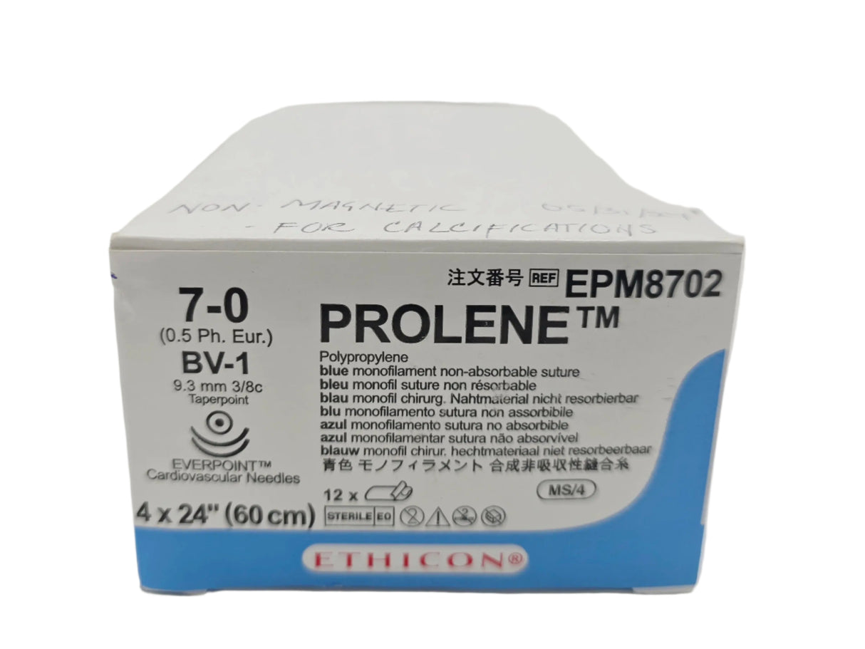 Ethicon EPM8702 Blue Monofilament Polypropylene Sterile Nonabsorbable Suture Box/12 Ethicon