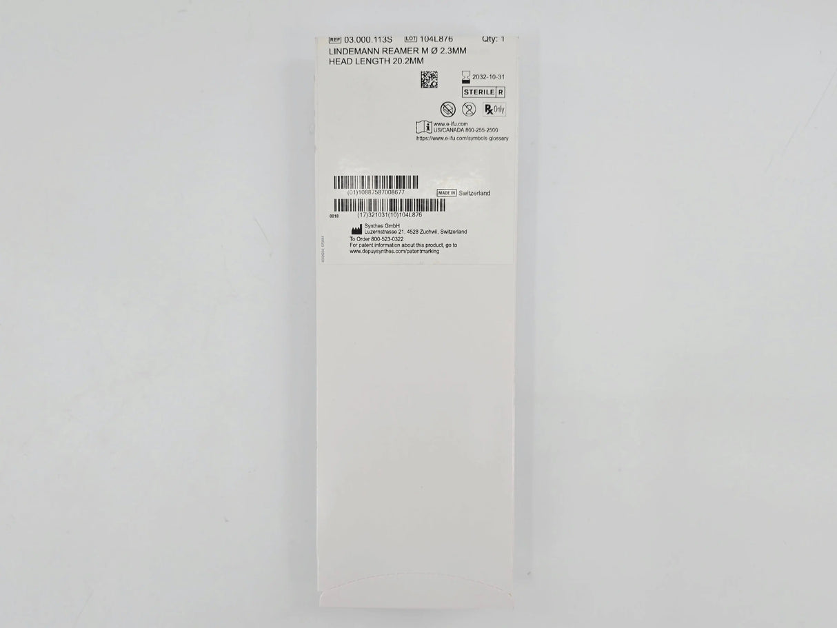 DePuy Synthes 03.000.113S Lindemann Reamer M Ø 2.3mm Head Length 20.2mm DePuy Synthes