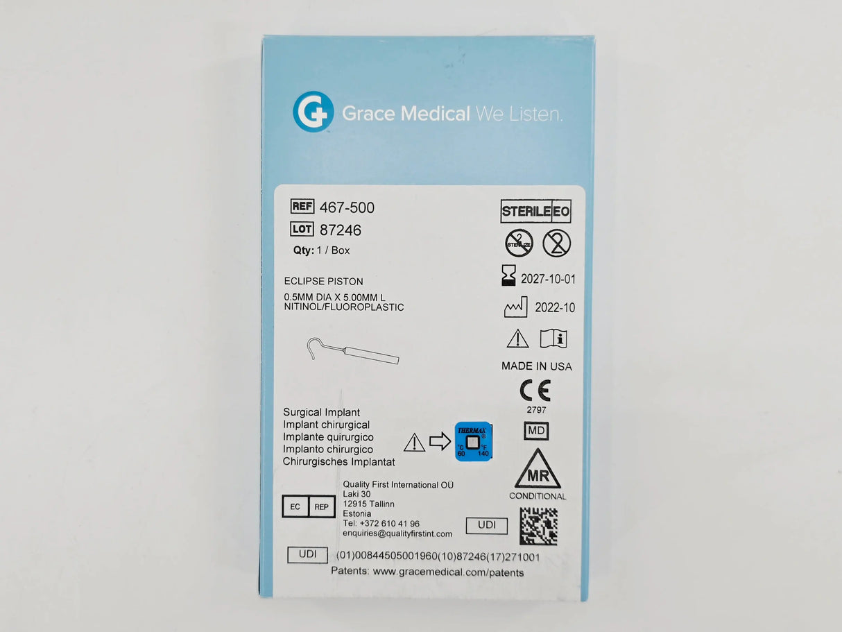 Grace Medical 467-500 Eclipse Piston 0.5mm Dia. x 5.00mm L Nitinol/Fluoroplastic Grace Medical