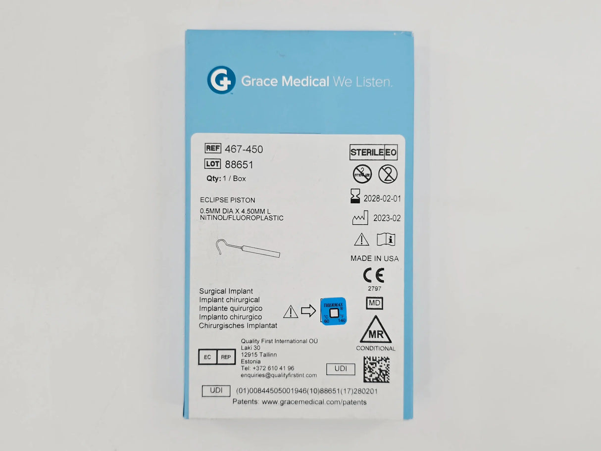 Grace Medical 467-450 Eclipse Piston 0.5mm Dia. x 4.50mm L Nitinol/Fluoroplastic Grace Medical