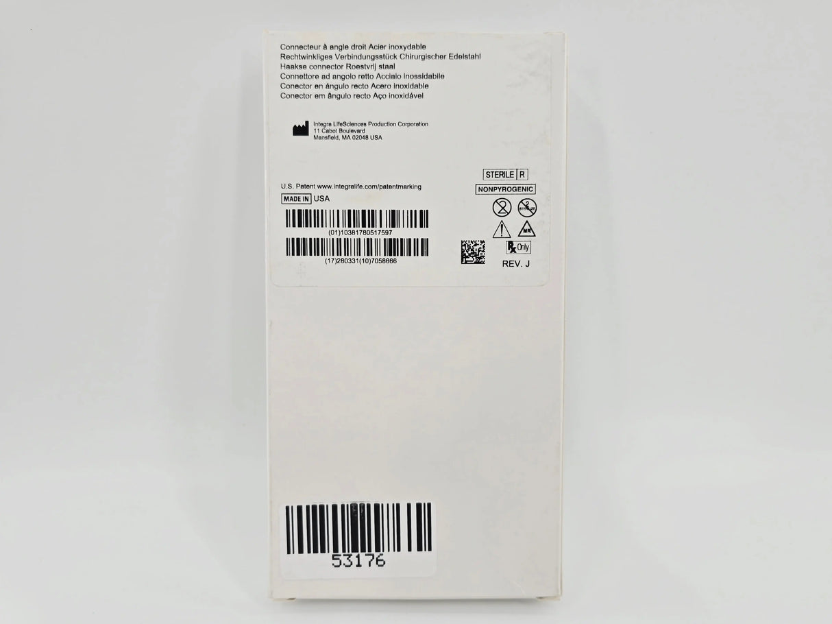 Codman 82-1511 ACCU-FLO Right Angle Connector Stainless Steel Codman