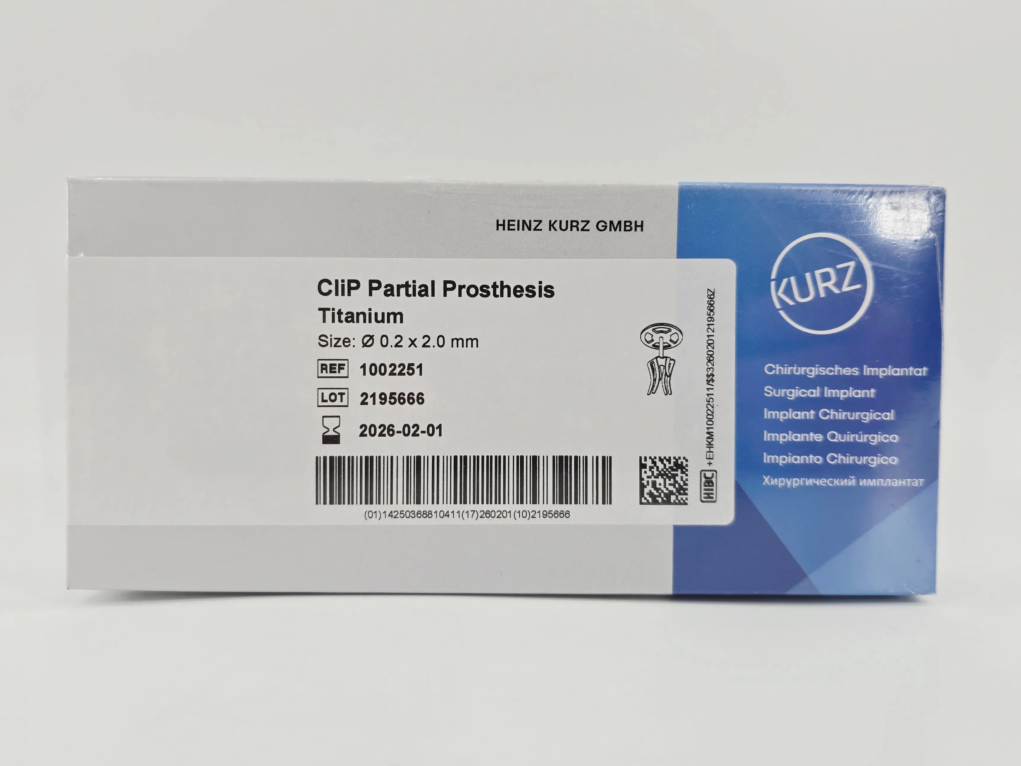 Kurz 1002251 CLiP Partial Prosthesis Ossicular Ø 0.2 x 2.0mm