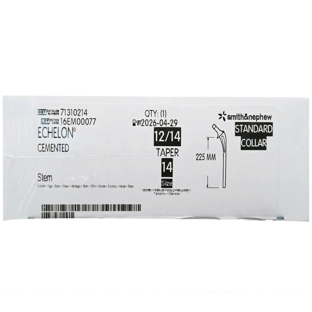 Smith & Nephew 71310214 Echelon 225mm Cemented Femoral Component Size 14 Smith & Nephew, Inc.
