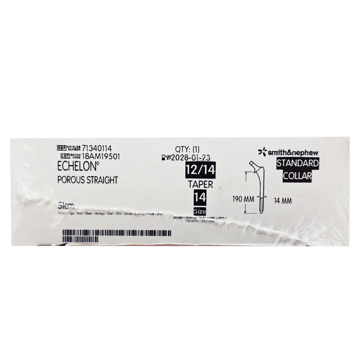 Smith & Nephew 71340114 Echelon 190mm Porous Femoral Component Size 14 Smith & Nephew, Inc.