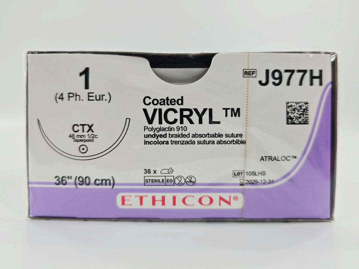 Ethicon J977H 1 Coated VICRYL 1X36" CTX 48mm ATRALOC BX/36 Ethicon