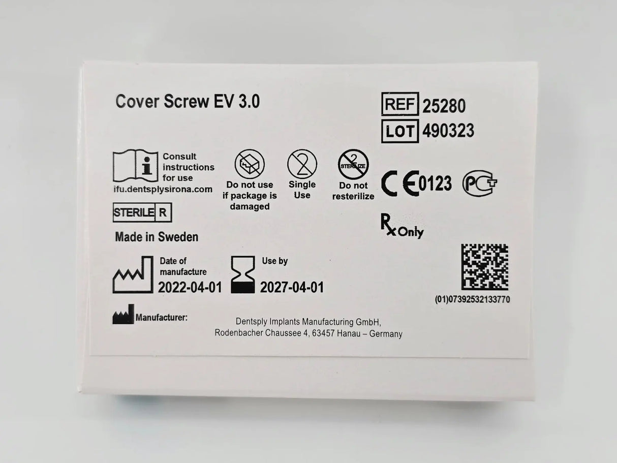 Dentsply Implants Manufacturing 25280 Cover Screw Ev 3.0 Dentsply Implants Manufacturing