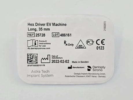 Dentsply Implants Manufacturing 25728 Hex Driver EV Machine Long, 35mm Astra Tech Implant System Dentsply Implants Manufacturing