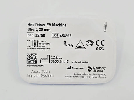 Dentsply Implants Manufacturing 25790 Hex Driver EV Machine Short, 20mm Astra Tech Implant System Dentsply Implants Manufacturing
