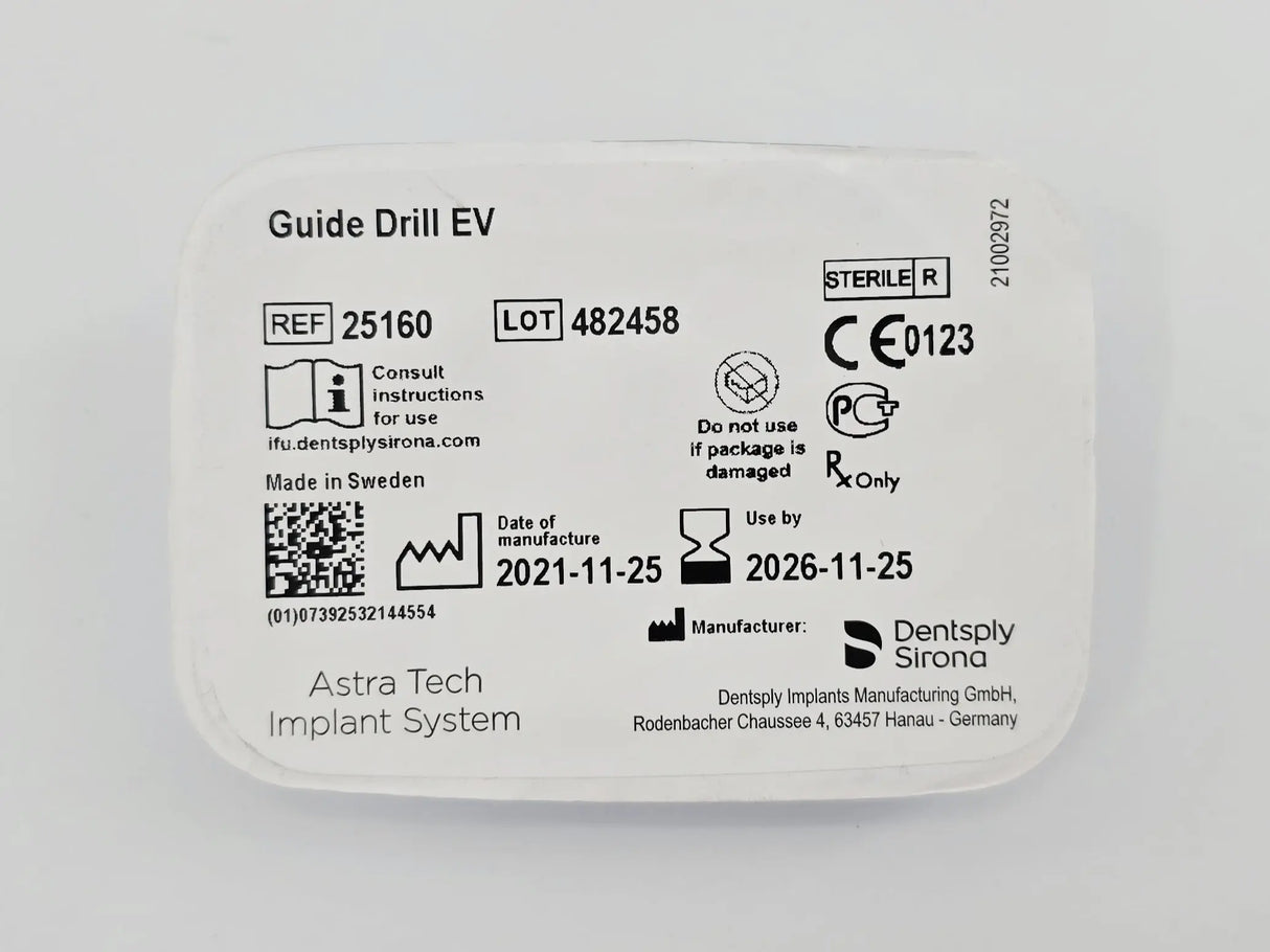Dentsply Implants Manufacturing 25160 Guide Drill EV Astra Tech Implant System Dentsply Implants Manufacturing