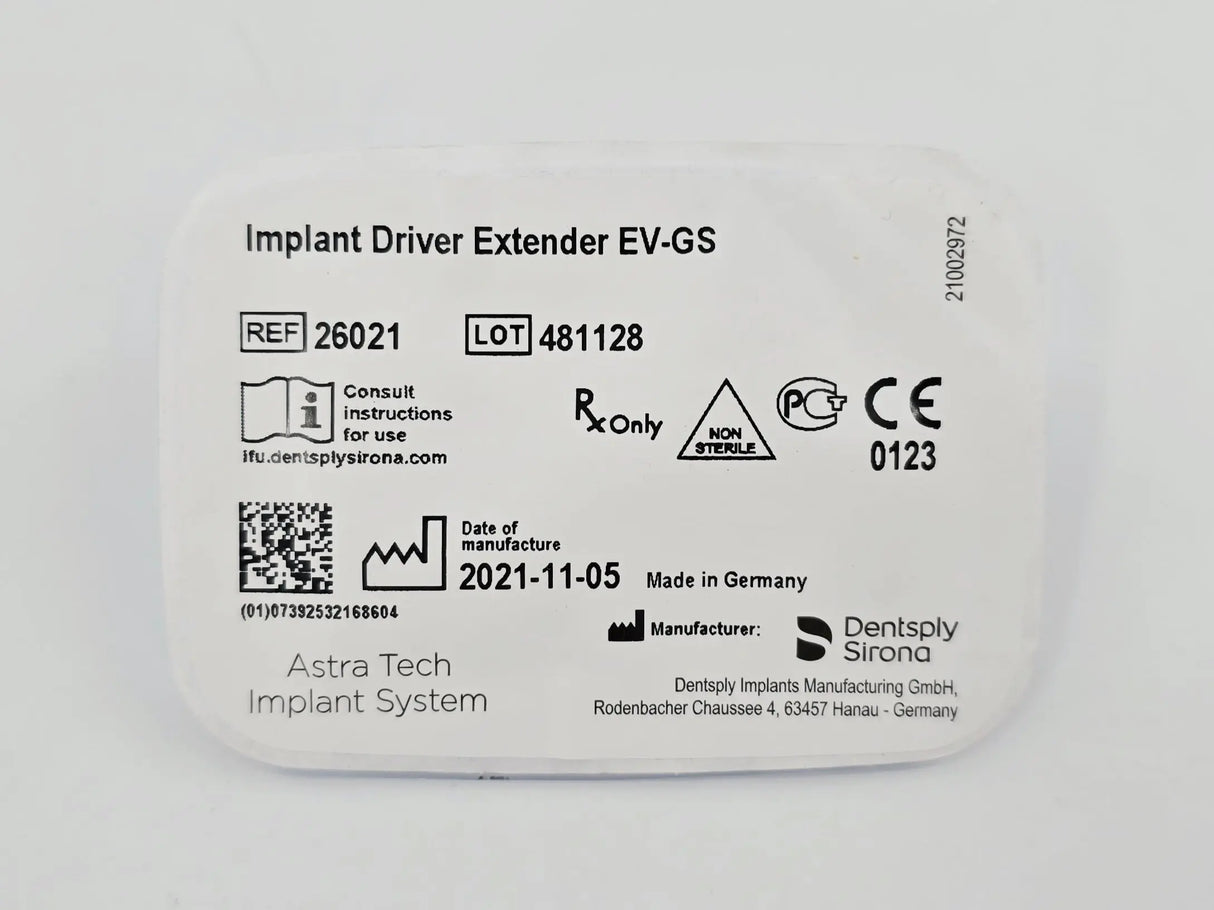 Dentsply Implants Manufacturing 26021 Implant Driver Extender EV-GS Astra Tech Implant System Dentsply Implants Manufacturing