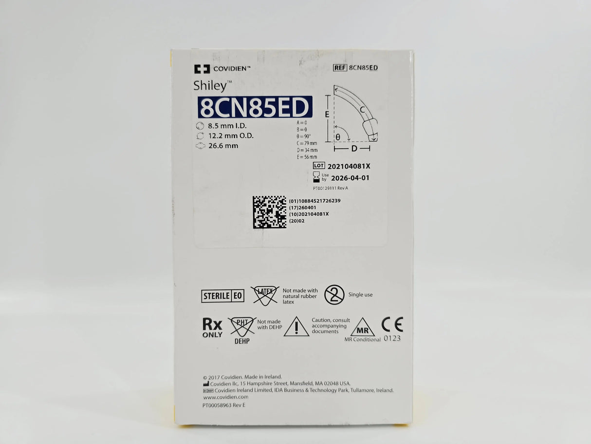 Covidien 8CN85ED Shiley 8.5mm ID Adult Flexible Evac Tracheostomy Tube w/ TaperGuard Cuff Covidien