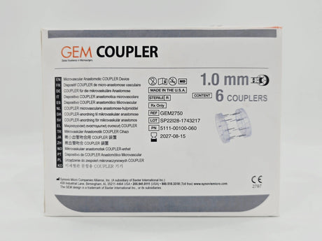 Synovis Micro GEM2750 GEM Microvascular Anastomotic COUPLER Device 1.0mm BX/6 Synovis Micro