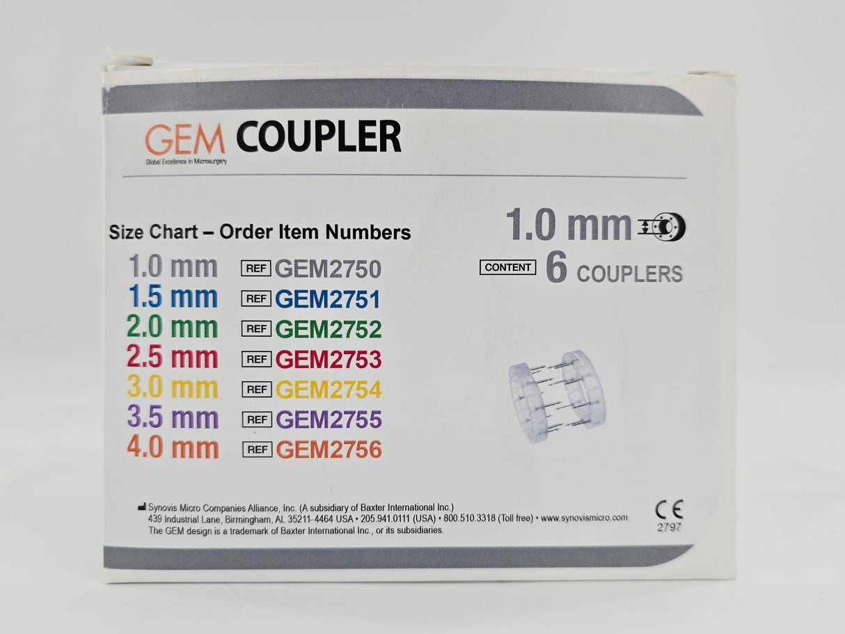 Synovis Micro GEM2750 GEM Microvascular Anastomotic COUPLER Device 1.0mm BX/6 Synovis Micro