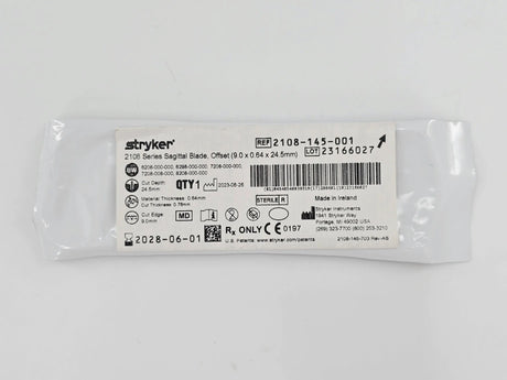 Stryker 2108-145-001 2108 Series Sagittal Blade Offset 9.0 x 0.64 x 24.5mm Stryker