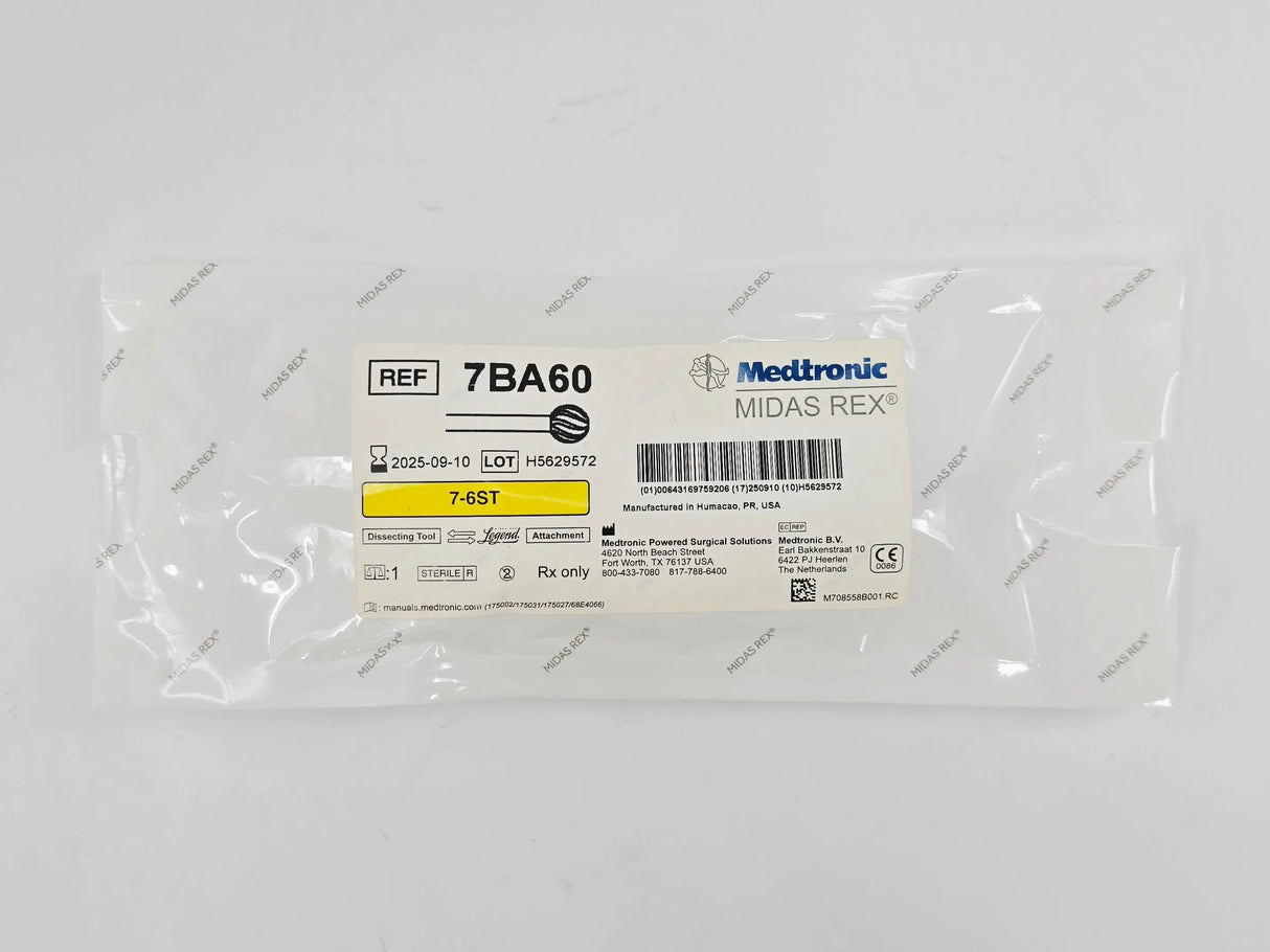 Medtronic 7BA60 Midas Rex 7-6ST Legend Bur Attachment 7cm x 6mm Dissecting Tool Medtronic