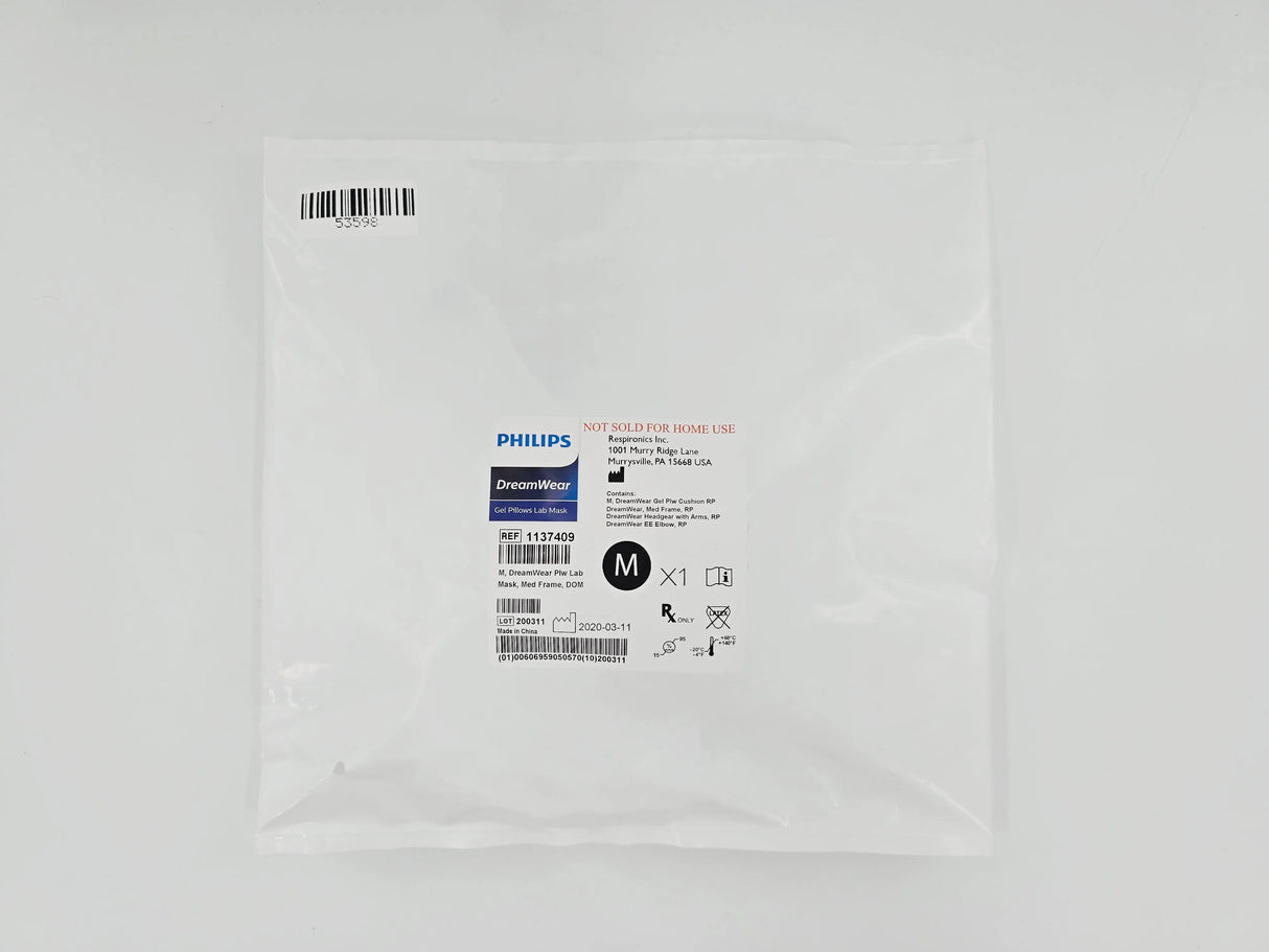 Philips 1137409 Respironics DreamWear Medium Gel Pillows Lab Mask Medium Frame Philips