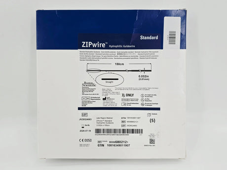 Boston Scientific M0066802121 ZIPWire Standard Hydrophilic Guidewire Straight 0.032" x 150cm BX/5 Boston Scientific