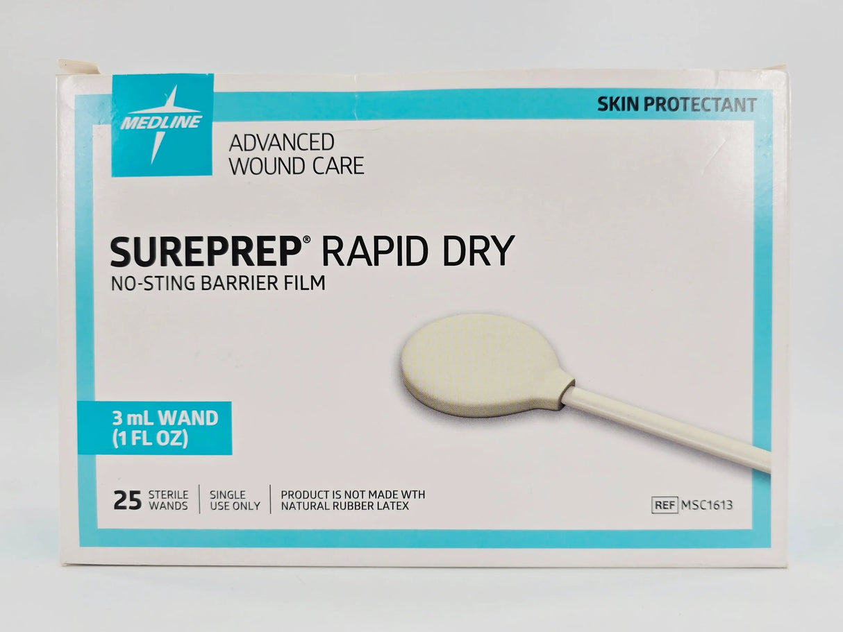 Medline MSC1613 SurePrep Rapid Dry Advanced Wound Care Skin Protectant No-Sting Barrier Film 3 mL Wand BX/25 Medline