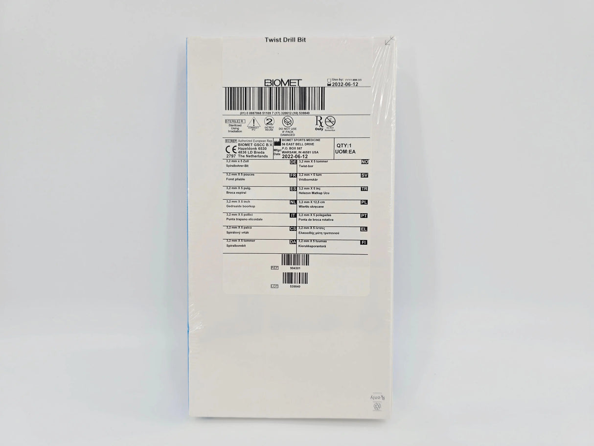 Zimmer Biomet 904301 3.2mm Twist Drill Bit 5" Zimmer Biomet