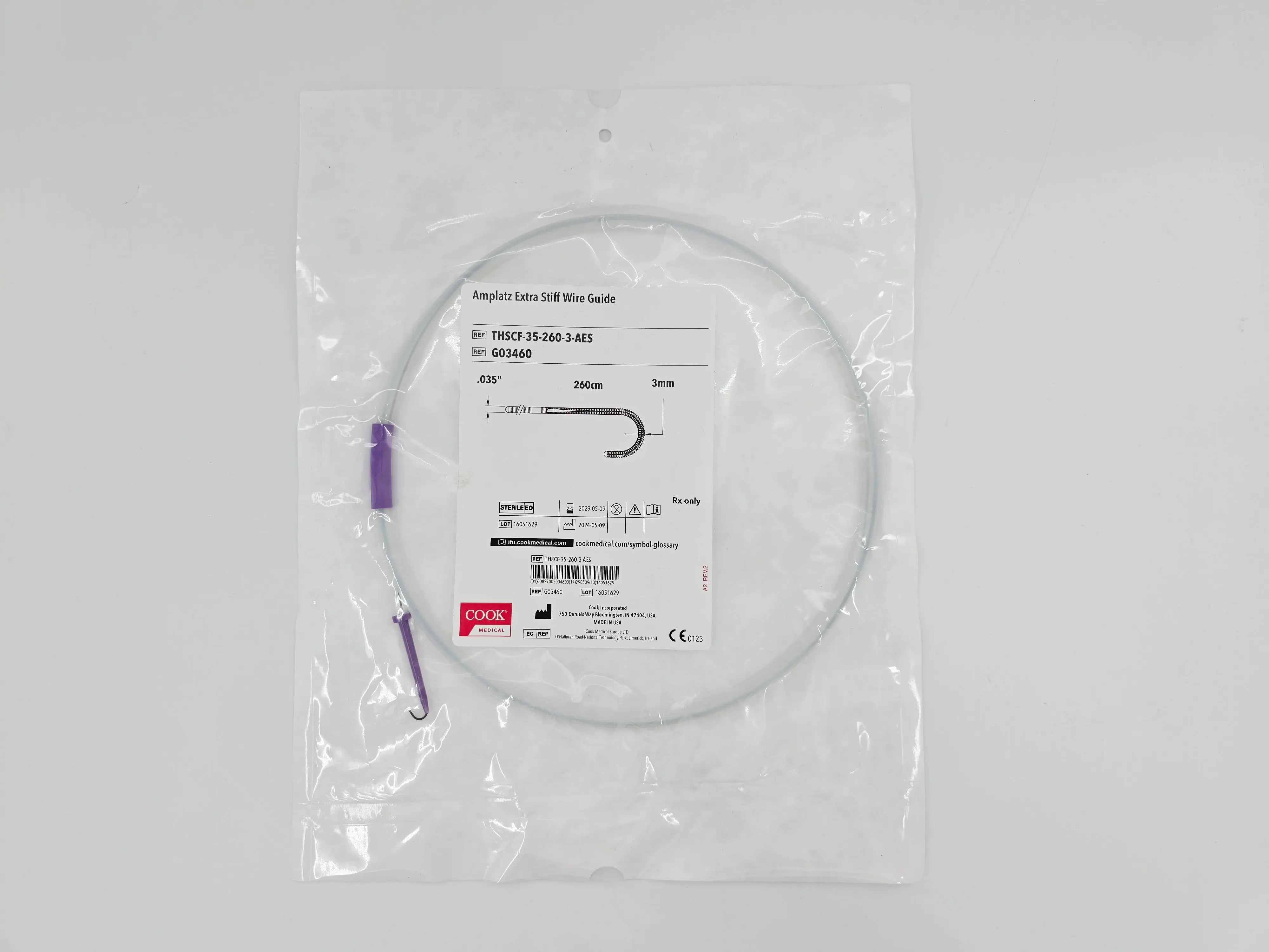 G03460 Cook Medical Amplatz Extra Stiff Wire Guide .035
