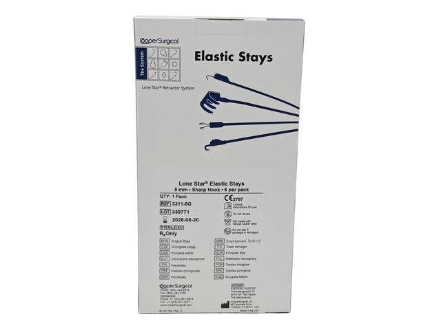 Cooper Surgical 3311-8G Lone Star Elastic Stay 5mm Sharp Hook Sterile 8 Pack Cooper Surgical