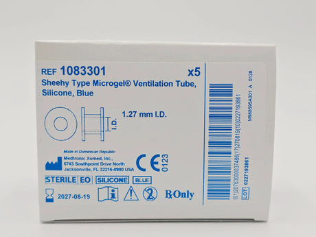 Medtronic 1083301 Microgel Sheehy-Type Ventilation Tube 1.27mm ID Blue Medtronic