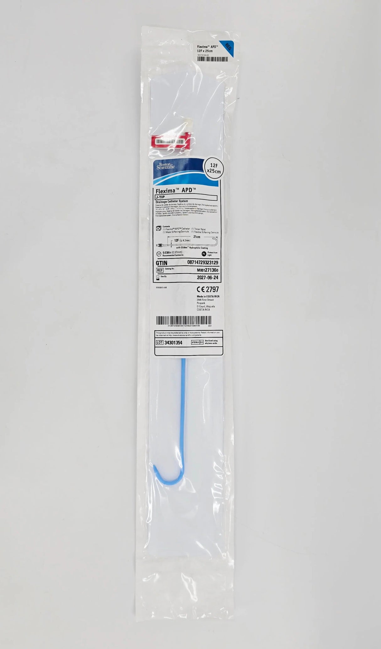 Boston Scientific M001271360 Flexima APD J-Tip Drainage Catheter System 12F x 25cm Boston Scientific