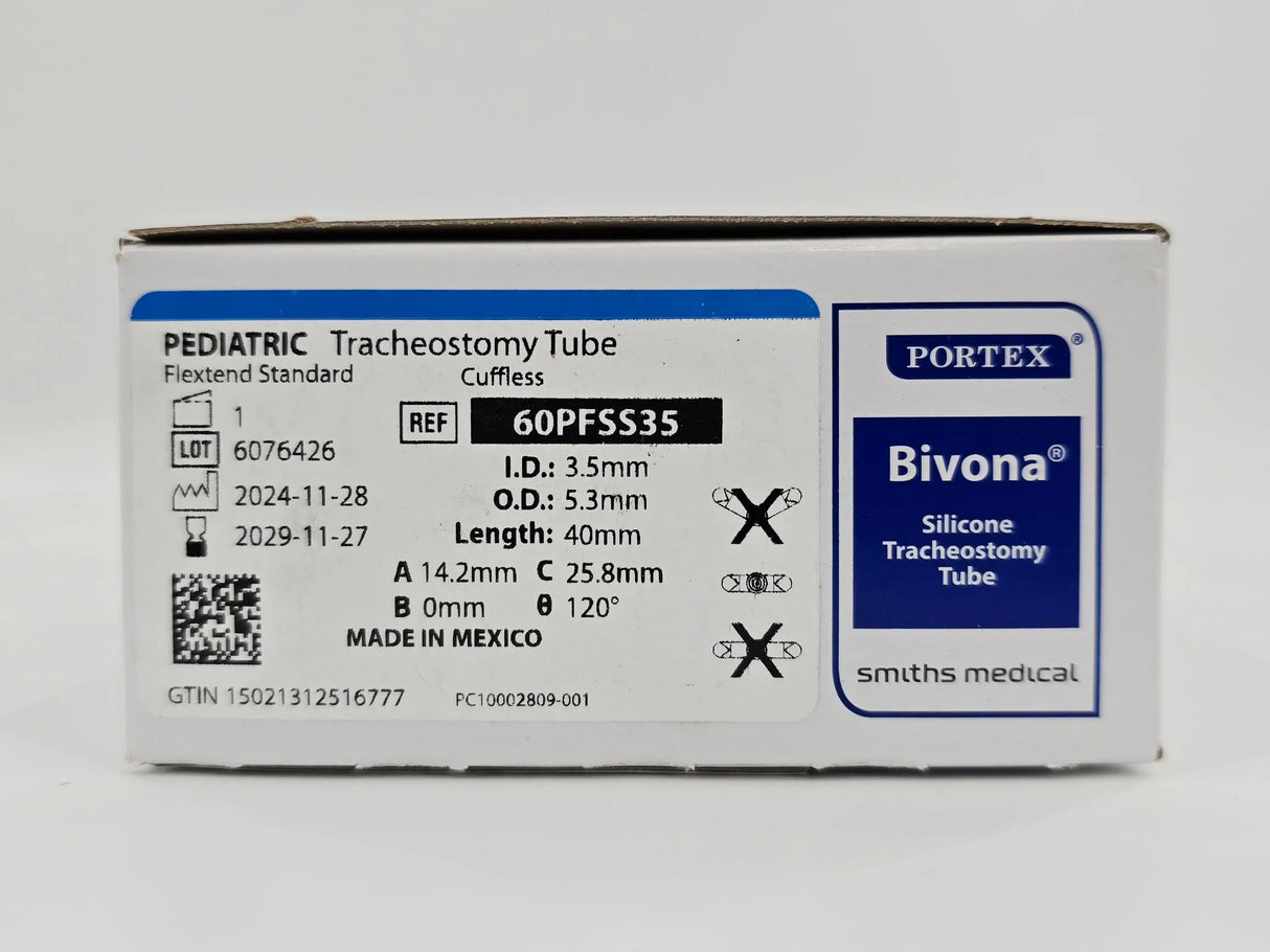 Smiths Medical 60PFSS35 Portex Bivona Pediatric Tracheostomy Tube Cuffless Flextend Standard Smiths Medical