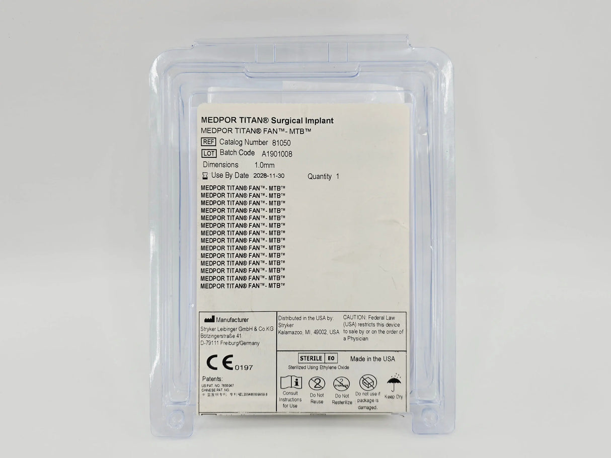 Stryker 81050 MEDPOR TITAN FAN-MTB Surgical Implant 1.0mm Stryker