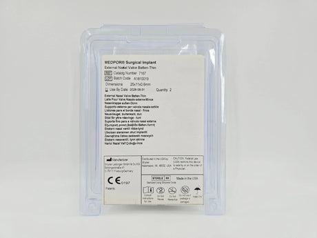 Stryker 7167 MEDPOR Surgical Implant External Nasal Valve Batten Thin 25x11x0.6mm PK/2 Stryker