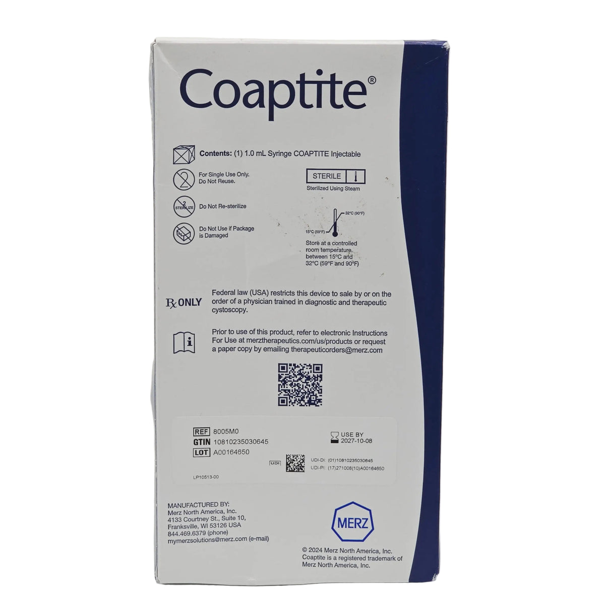Coaptati Coaptite 8005M0 Injectable Implant 8005M0 1.0 mL Urethral Bulking ...