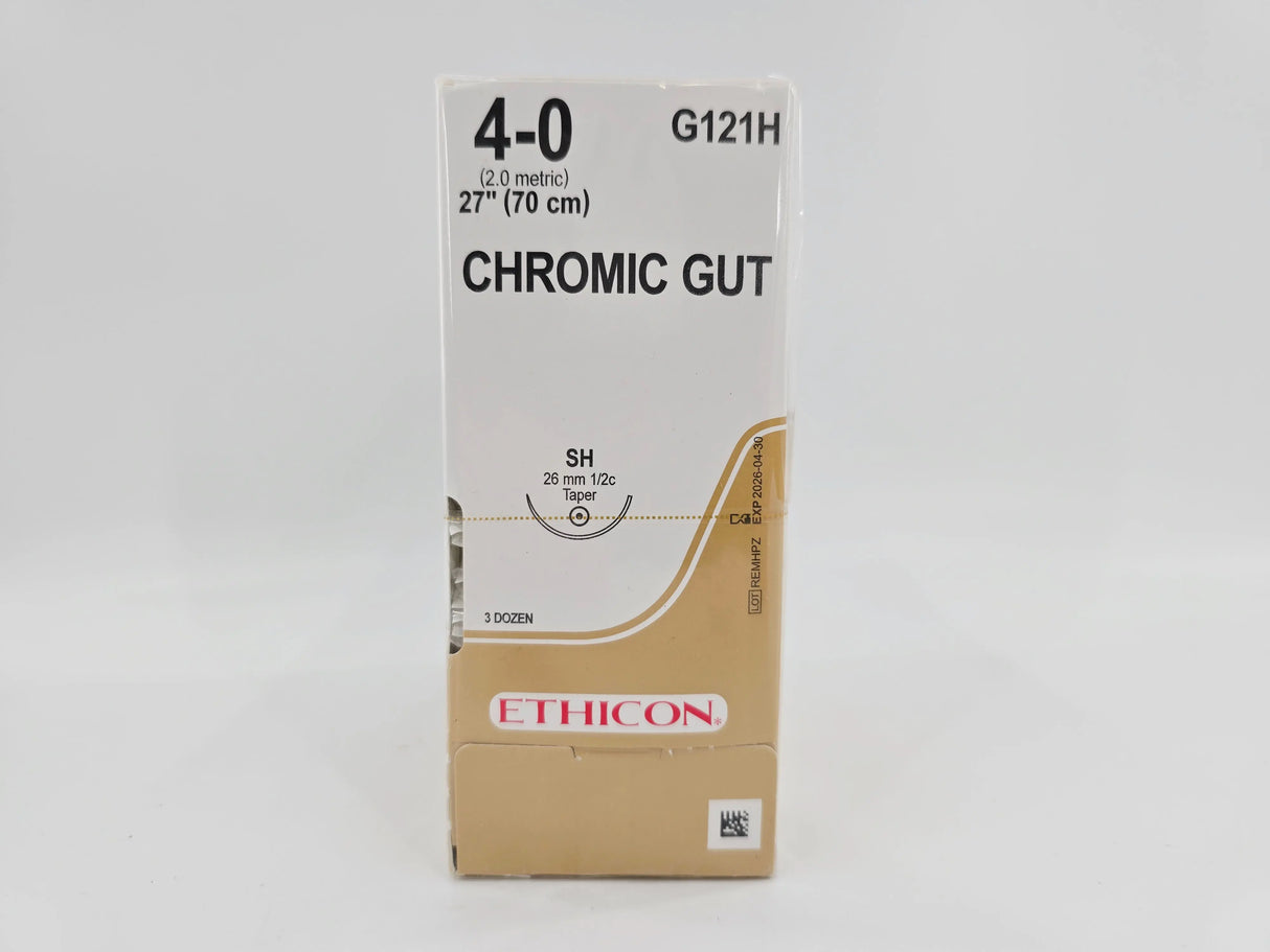 Ethicon G121H CHROMIC GUT 4-0 Naturally BROWN 1X27" SH 26mm BX/36 Ethicon