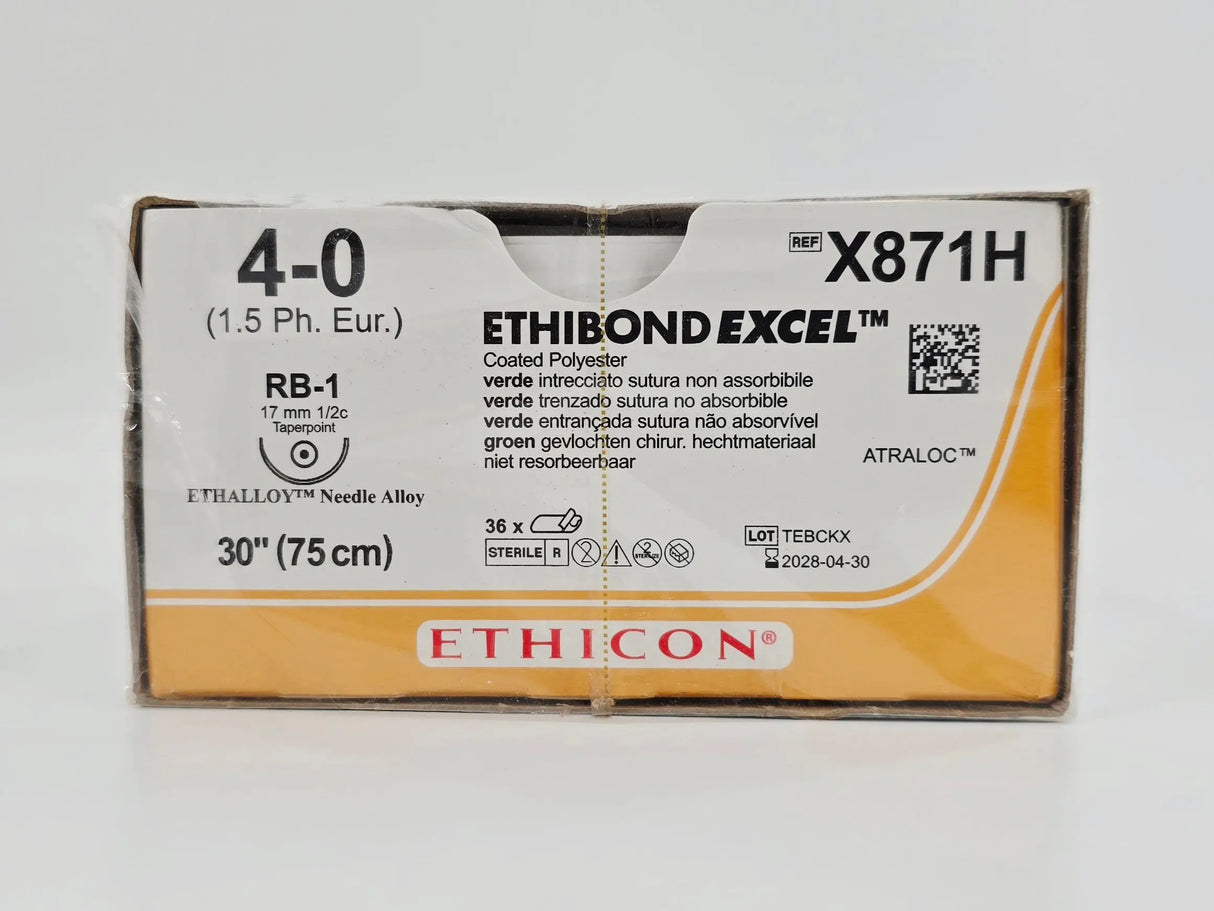 Ethicon X871H 4-0 ETHIBOND EXCEL Green 1X30" RB-1 17mm BX/36 Ethicon