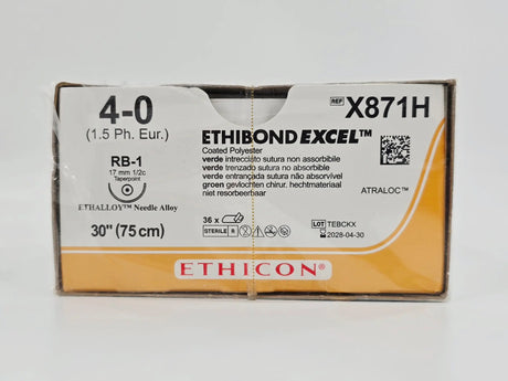Ethicon X871H 4-0 ETHIBOND EXCEL Green 1X30" RB-1 17mm BX/36 Ethicon